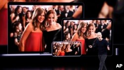 Apple CEO Tim Cook announces new products at an event, Sept. 10, 2019, in Cupertino, California. 