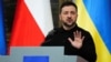 Ukraine's President Volodymyr Zelenskyy speaks at a press conference in Warsaw, Poland, Jan. 15, 2025. 