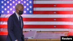 FILE - U.S. President Joe Biden arrives to speak about his $2 trillion infrastructure plan during a visit to Pittsburgh, Pennsylvania, March 31, 2021.