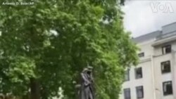 مجسمه تاجر برده فروش قرن ۱۷ سرنگون شد