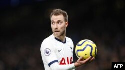 Christian Eriksen de Tottenham lord d'un match contre Norwich City, Angleterre, le 22 janvier 2020. (Photo by Adrian DENNIS / A
