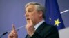 European Parliament President Antonio Tajani speaks during a media conference at the European Parliament in Brussels, March 29, 2017. 