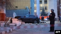 FILE - A view shows aftermath of fresh air attacks on Belgorod on March 24, 2024. Belgorod, located along the border between Russia and Ukraine, is a frequent target of Ukrainian attacks