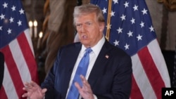 President-elect Donald Trump speaks during a news conference at Mar-a-Lago in Palm Beach, Florida, Dec. 16, 2024. 