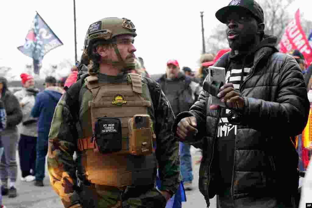 People attend a rally at Freedom Plaza Jan. 5, 2021, in Washington, in support of President Donald Trump. 
