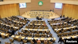 A general view shows the opening session of Heads of States and Government of the African Union on the case of African relationship with the International Criminal Court (ICC) in Ethiopia's capital Addis Ababa, Oct. 11, 2013. 