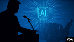 گرافیک با موضوع هوش مصنوعی در دولت ترامپ