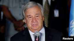 Le Secrétaire général des Nations Unies, Antonio Guterres, à New Delhi, en Inde, le 1er octobre 2018. REUTERS / Adnan Abidi - 
