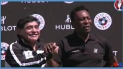 Les deux rivaux du foot Pele et Maradona cherchent la paix (vidéo)