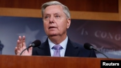 U.S. Senator Lindsey Graham (R-SC) speaks at a news conference at the U.S. Capitol, July 20, 2017.