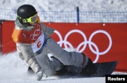 Redmond Gerard of the U.S. reacts after his final run. At 17, he won the men's slopestyle snowboarding competition.