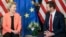 United States Vice President JD Vance, right, meets with European Commission President Ursula von der Leyen during a bilateral meeting on the sidelines of the Artificial Intelligence Action Summit in Paris, Feb. 11, 2025.