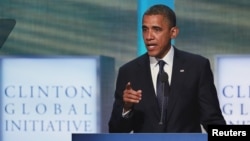 U.S. President Barack Obama speaks during the final day of the Clinton Global Initiative 2012 (CGI) in New York, September 25, 2012.