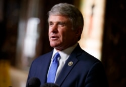 FILE - Rep. Michael McCaul, R-Texas, talks with reporters, Nov. 29, 2016, in New York.