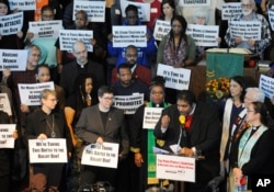 The Rev. William J. Barber speaks at a rally in opposition to Republican U.S. Senate candidate Roy Moore at a church in Birmingham, Ala., Nov. 18, 2017.