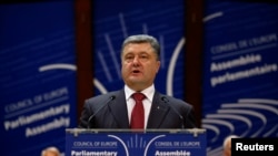 Ukraine's President Petro Poroshenko addresses the Parliamentary Assembly of the Council of Europe in Strasbourg, France, June 26, 2014.