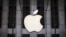 Logo Apple tergantung di atas pintu masuk toko Apple di 5th Avenue di wilayah Manhattan, New York City, 21 Juli 2015. (Foto: Reuters)