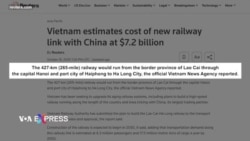 Việt Nam nói cần chi 7,2 tỷ đô để xây tuyến đường sắt nối với Trung Quốc