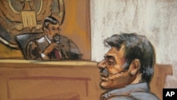 Manssor Arbabsiar is shown in this courtroom sketch during an appearance in a Manhattan courtroom in New York, New York on October 11, 2011.