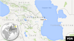 Map of Azerbaijan and surrounding region