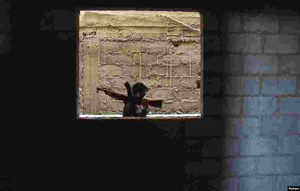 Dany, a 14-year-old fighter, whom activists say is the youngest fighter in the Khadraa brigade operating under the Free Syrian Army, walks as he holds his weapon in Deir al-Zor July 9, 2013. 