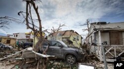 Storm damage from Hurricane Irma is seen in St. Martin, Sept. 7, 2017, in this photo provided by the Dutch Defense Ministry.