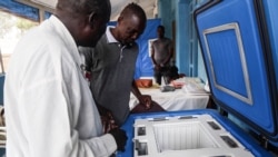 Al-Shabbah Children’s Hospital, the only pediatric medical facility in South Sudan, uses a solar-powdered fridge provided by UNICEF to store vaccines. (Chika Oduah/VOA)