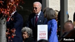U.S. President Joe Biden votes in the 2024 presidential election, in New Castle