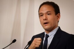 FILE - French Junior Minister for Digital Transition and Electronic Communication Cedric O delivers a speech during a press conference, at the Hotel Matignon, in Paris, on Oct. 22, 2020.