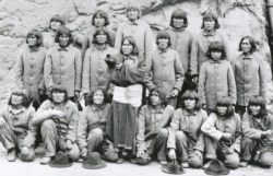 Hopi fathers imprisoned at Alcatraz, January 1895, after resisting government efforts to remove their children to off-reservation boarding schools.