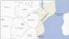Map showing Mozambique and neighboring countries, including Botswana.