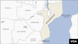 Map showing Mozambique and neighboring countries, including Botswana.