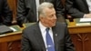 Hungarian President Pal Schmitt, who announced on Monday that he will resign from his post, waits before delivering a speech at the parliament in Budapest, Hungary, April 2, 2012.