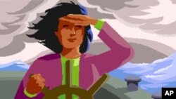 This woman at the wheel symbolizes parents who give up paid outside work to stay home and teach their children. The drawing is a logo of a home-schooling website called Parent at the Helm.