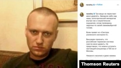A screenshot of an Instagram post, showing an undated photo of Alexei Navalny in an unknown location.