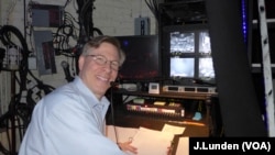 Ira Mont at the stage manager's desk at Cats