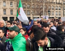 Algerians protested at the Place de la Republique in central Paris, March 3, 2019.