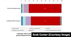 Arab Center survey shows opposition to Islamic State militants has increased.