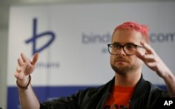 Whistleblower Christopher Wylie, who alleges that campaign for Britain to leave EU cheated in referendum in 2016, speaks to media in London, March 26, 2018.