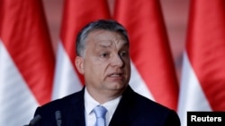Hungarian Prime Minister Viktor Orban speaks at a campaign event in Budapest, Hungary, June 27, 2017.