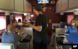 The circus train's Pie Car is a dining area and social center.