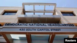 FILE - The headquarters of the Democratic National Committee (DNC) is seen in Washington, D.C., June 14, 2016. Hillary Clinton's campaign said in July that emails of the DNC had been hacked by Russia.