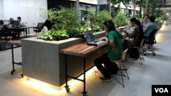 Small businesses take advantage of co-working spaces like this one, in Ho Chi Minh City, but many haven't taken steps to protect themselves online. (Photo: H. Nguyen / VOA)