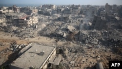 FILE - A general view shows the destruction in the area surrounding Gaza's Shifa hospital after the Israeli military withdrew from the complex housing the hospital on April 1, 2024, amid the ongoing battles between Israel and the Hamas militant group.