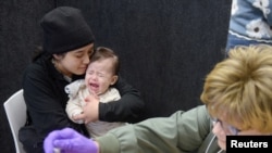 สถานที่ฉีดวัคซีนป้องกันโรคหัดที่เมืองลูบบอค รัฐเท็กซัส วันที่ 27 ก.พ. 2025