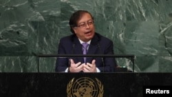 El presidente de Colombia, Gustavo Petro, se dirige al 77º período de sesiones de la Asamblea General de las Naciones Unidas en la sede de las Naciones Unidas en la ciudad de Nueva York, EEUU, el 20 de septiembre de 2022.