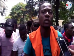 A protester in his 20s says he will stay in the streets until President Jovenel Moise resigns, in Gonaïves, Haiti, June 14, 2019.
