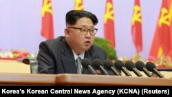 FILE - North Korean leader Kim Jong Un speaks during the first congress of the country's ruling Workers' Party in 36 years, in Pyongyang, May 6, 2016. 