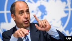 Tomás Ojea Quintana, special rapporteur on North Korea for the United Nations, attends a press conference following his report on the country to the Human Rights Council, March 12, 2018, in Geneva. Quintana said he sees the "potential for rapid progress" after the announcement of a summit between President Donald Trump and Kim Jong Un.