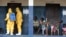 Residents of a West African village watch as members of a response team disinfect an area as they pick up suspected Ebola patients that had been quarantined, Sept. 30, 2014.